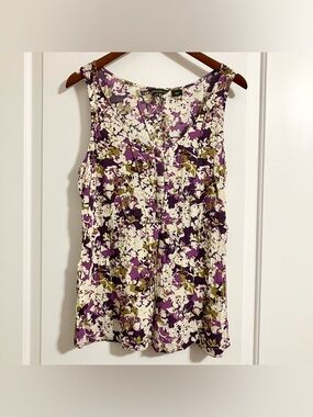 Eddie Bauer purple floral flowy sleeveless blouse tank top Women’s Sz XL
